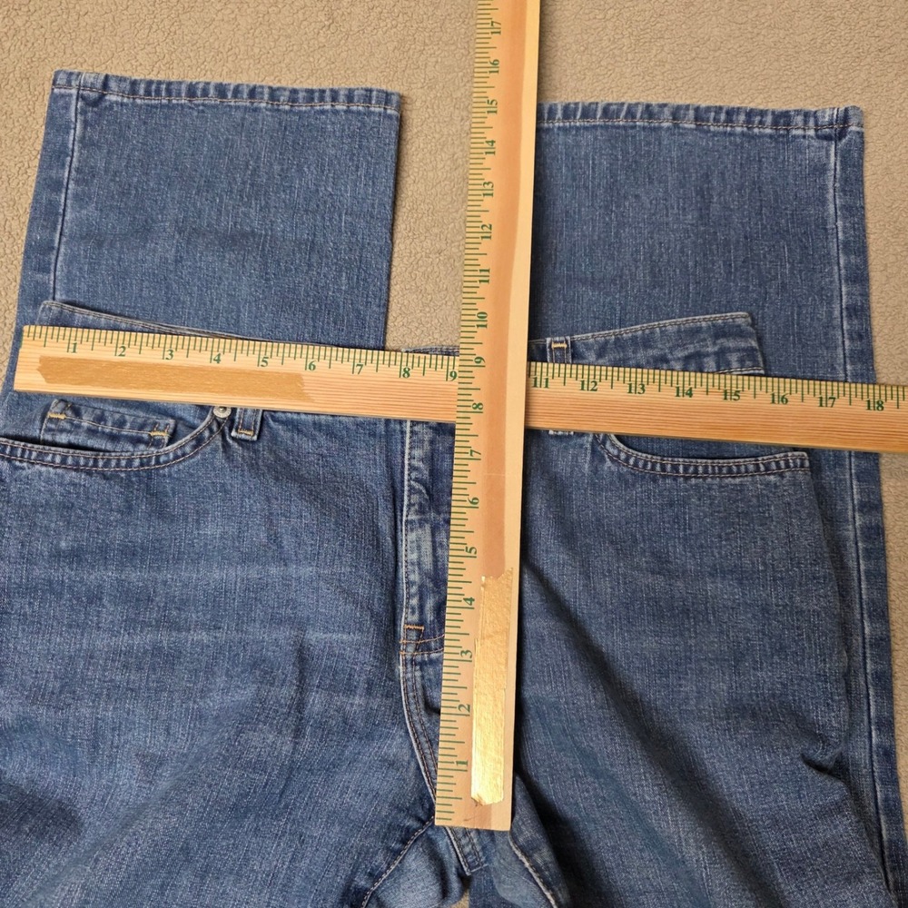 Lands End Straight Leg Jeans Womens 8 Blue Stretch‎ Mid Rise Med Wash, GUC - Picture 3 of 6